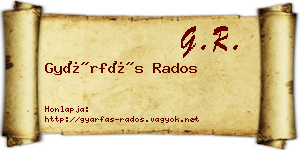 Gyárfás Rados névjegykártya